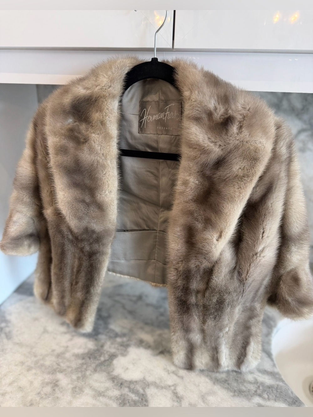 Vintage Herman Furs Toronto Genuine Fur Stole Capelet Wrap ✨ Old Hollywood Glam